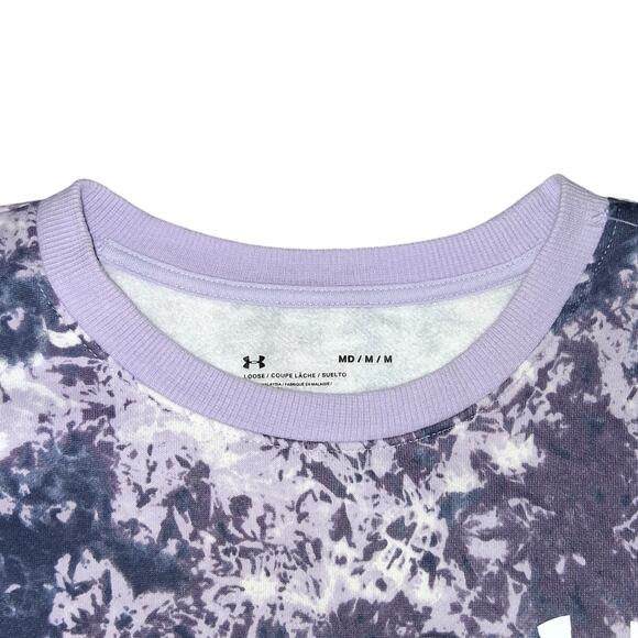 Womens Size M Purple Tie Dye Underamor Sweatshirt Pullover Crew Neck Loose Fit - Picture 5 of 6